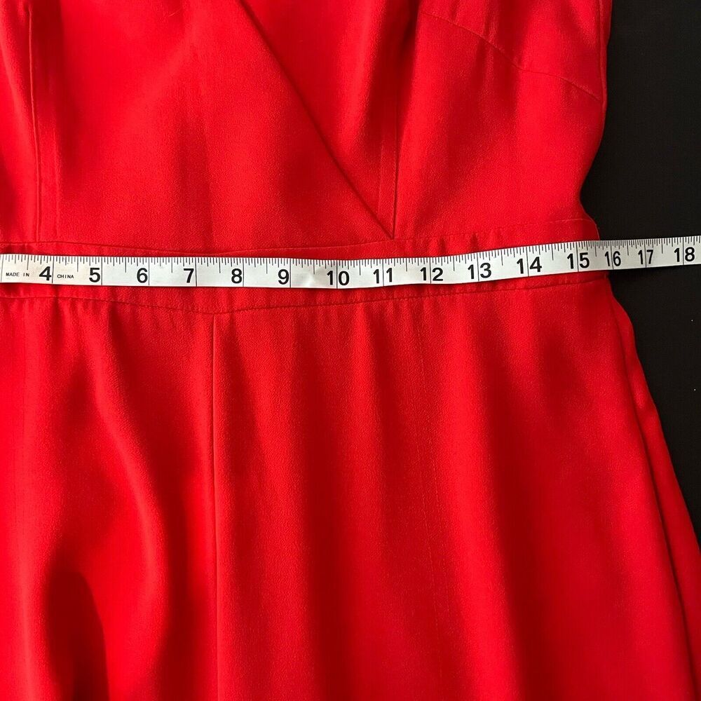 Karen‎ Millen Red Wide Leg Cropped Jumpsuit V Neck Size 10 *missing Belt​​ - Picture 8 of 9